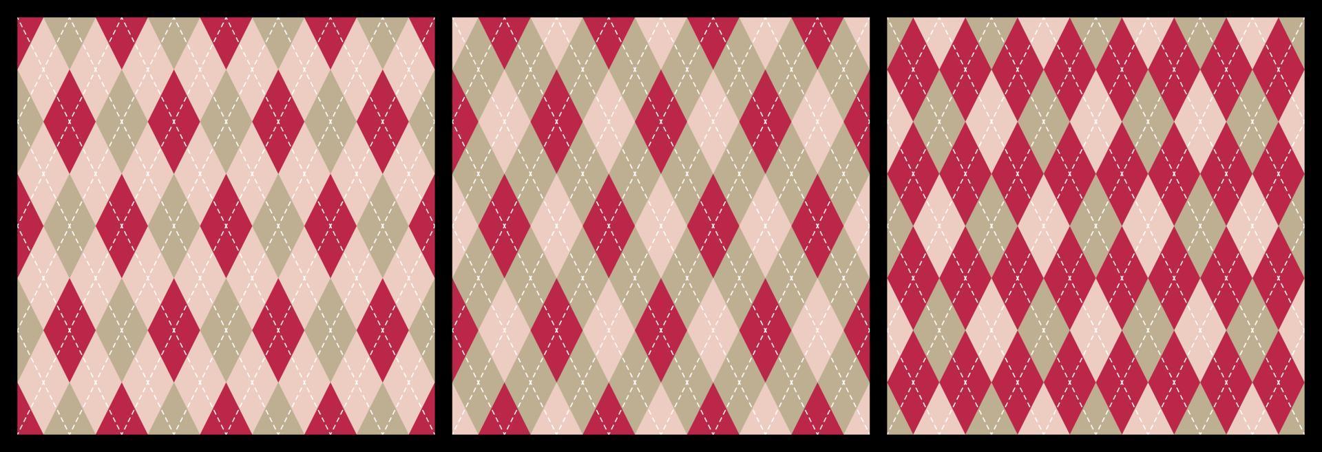 Seamless argyle pattern background. Trend color of the year 2023 Viva Magenta. Design texture elements for fabric, tile, banner, template, card, cover, poster, backdrop, wall. Vector illustration.