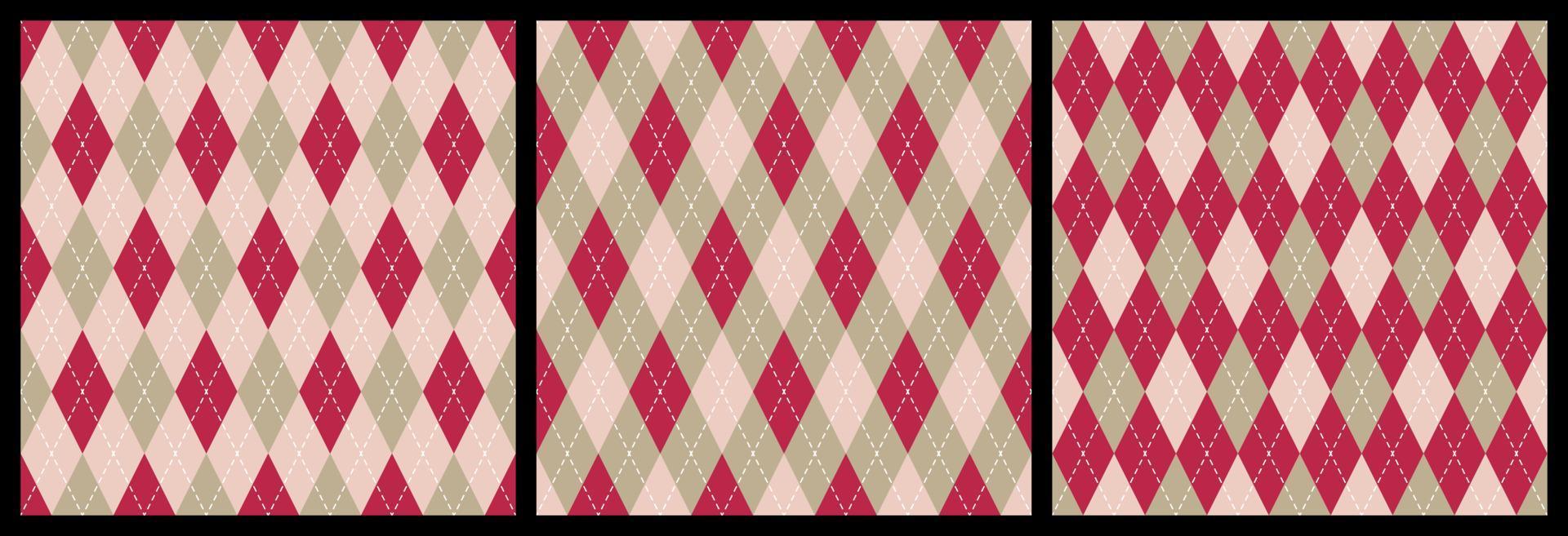 Seamless argyle pattern background. Trend color of the year 2023 Viva Magenta. Design texture elements for fabric, tile, banner, template, card, cover, poster, backdrop, wall. Vector illustration.