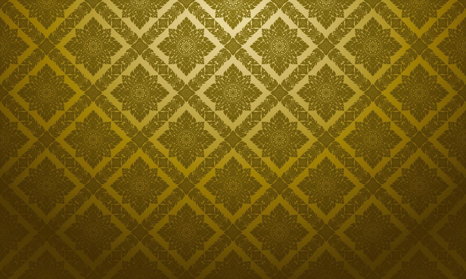 Thai Art Pattern Background Golden Square Shape vector