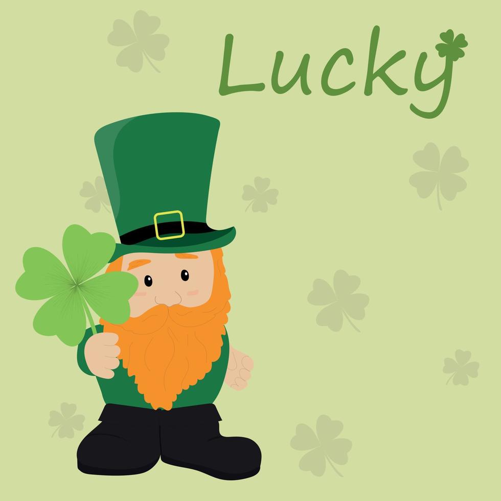 Lucky greeting card with gnome vector