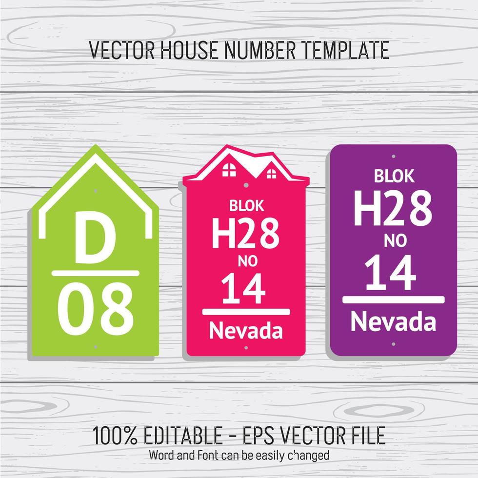 archivos de plantillas de corte por láser para números de casas, números de viviendas, números de habitaciones, villas, pabellones, apartamentos y nombres de calles vector