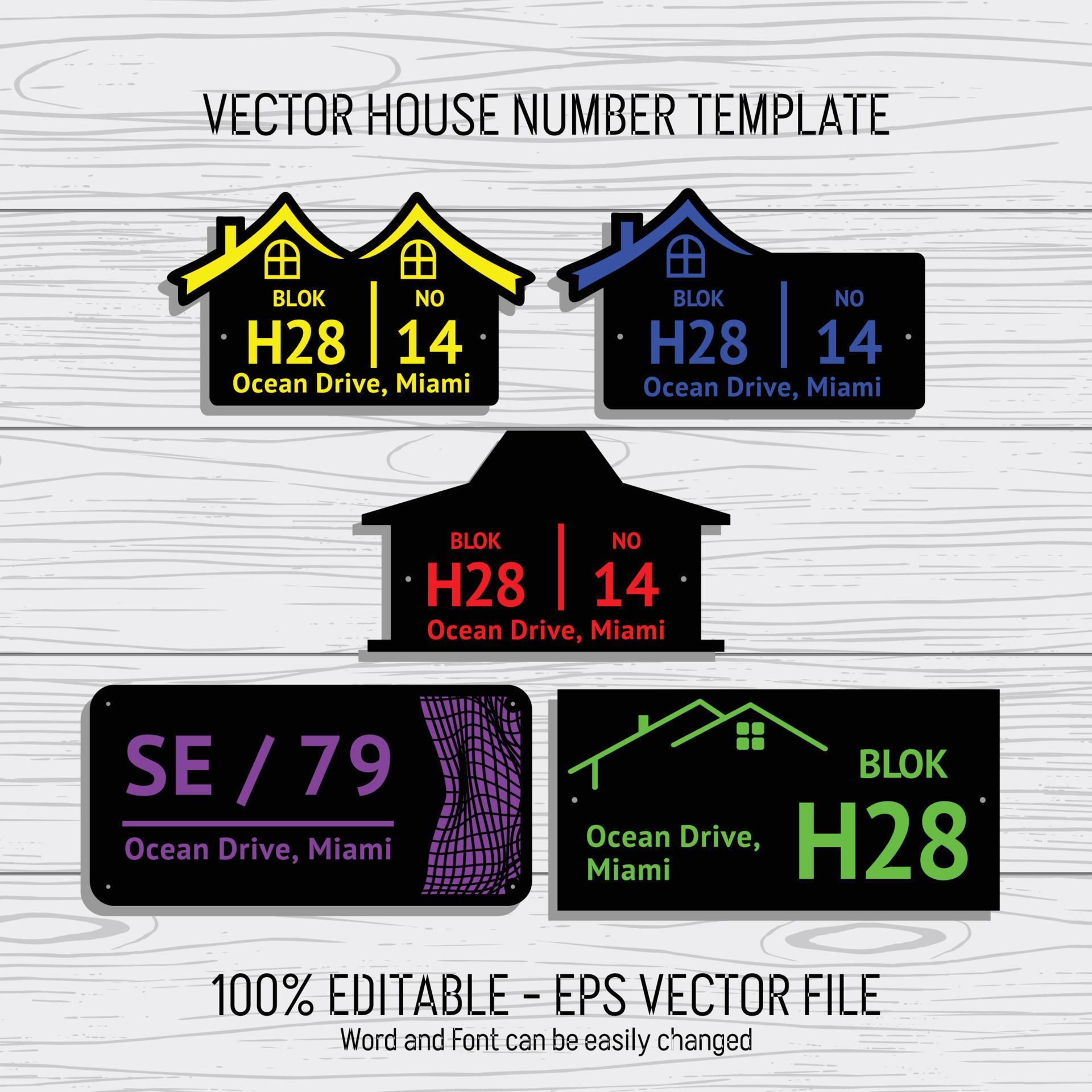 Laser cutting template files for house numbers, housing numbers, room