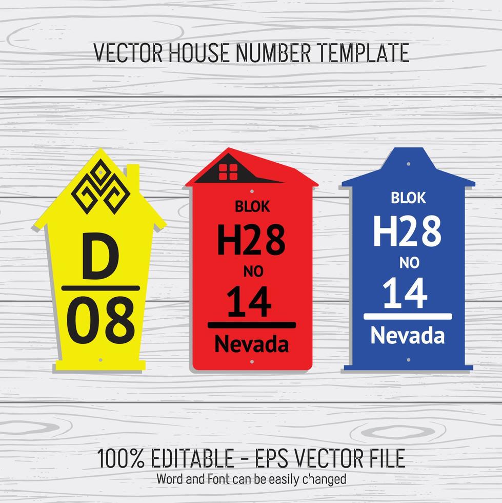 archivos de plantillas de corte por láser para números de casas, números de viviendas, números de habitaciones, villas, pabellones, apartamentos y nombres de calles vector