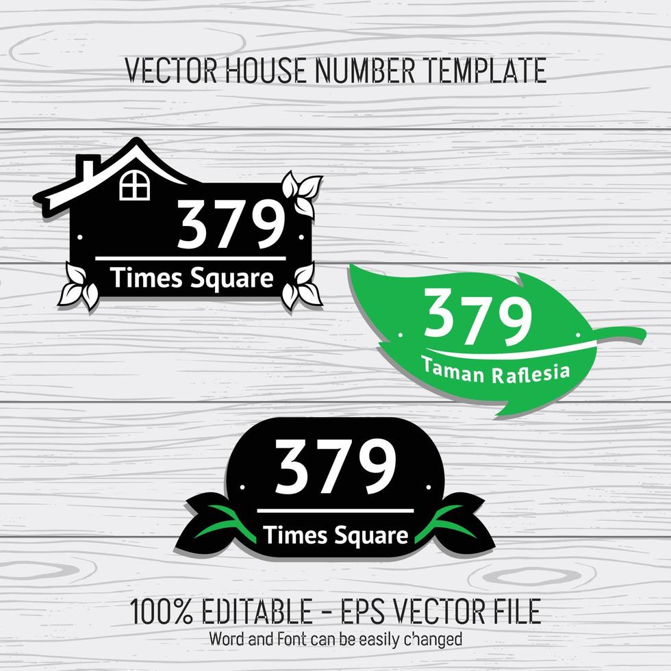 archivos de plantillas de corte por láser para números de casas, números de viviendas, números de habitaciones, villas, pabellones, apartamentos y nombres de calles vector