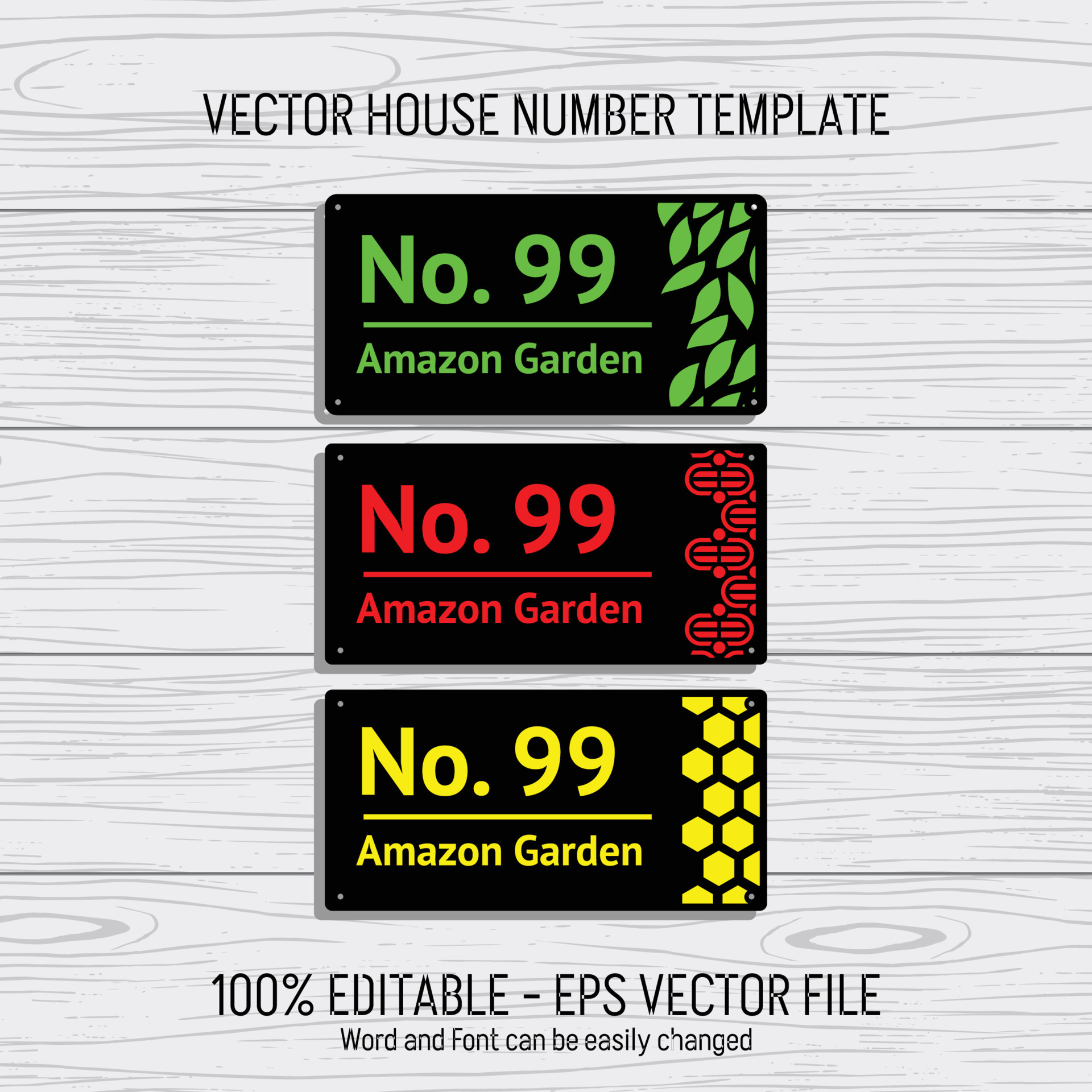 Laser cutting template files for house numbers, housing numbers, room