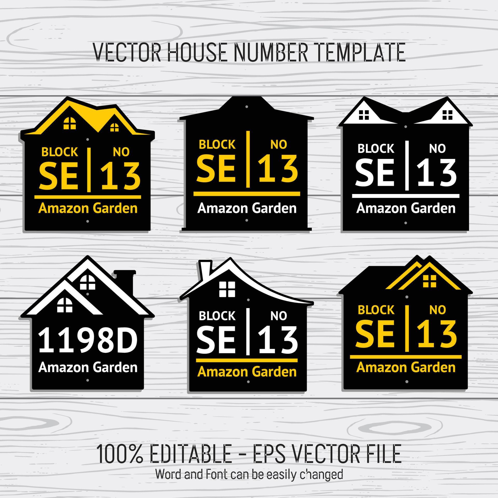 Laser cutting template files for house numbers, housing numbers, room