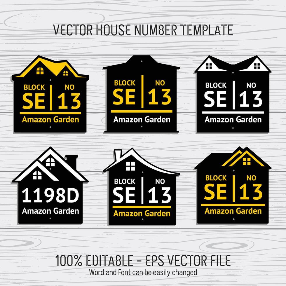 Laser cutting template files for house numbers, housing numbers, room numbers, villas, pavilions, apartments, and street names vector