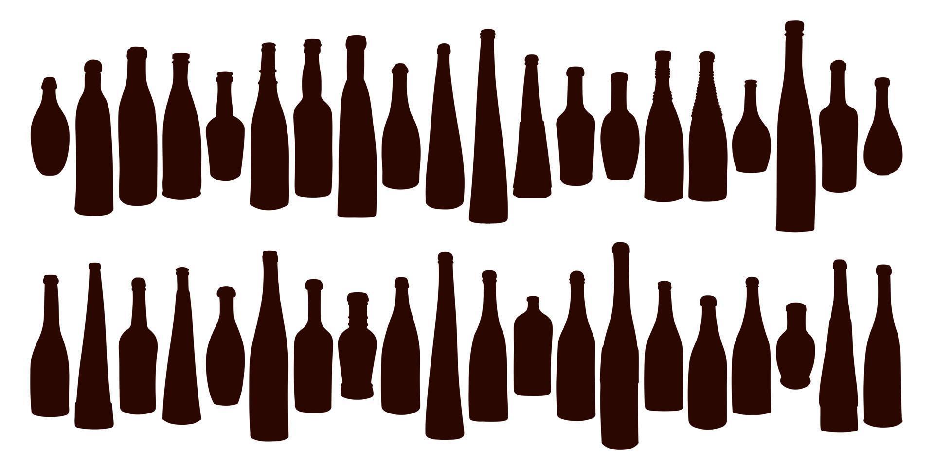 Shape of silhouette of bottle for alcohol, beer, kvass, waters. Outline of a container for storing liquid vector