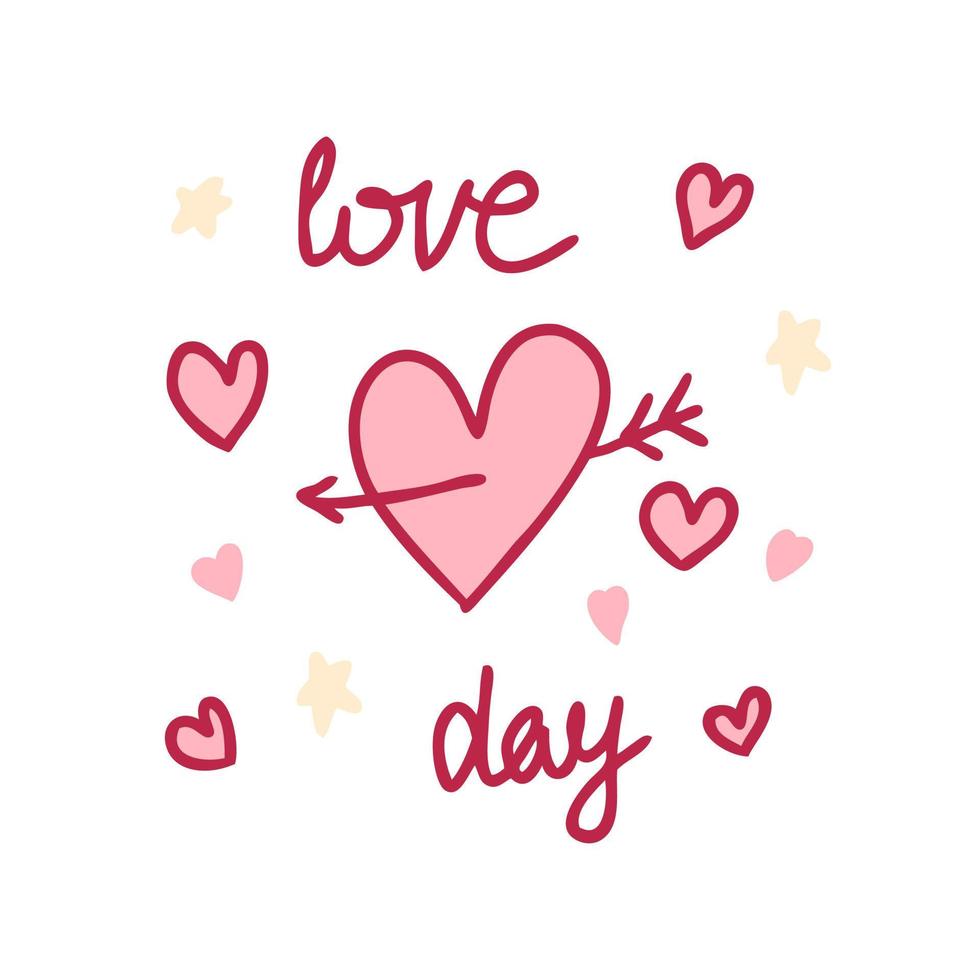 Heart with arrow Love day slogan print. Perfect for sticker, card, tee. vector