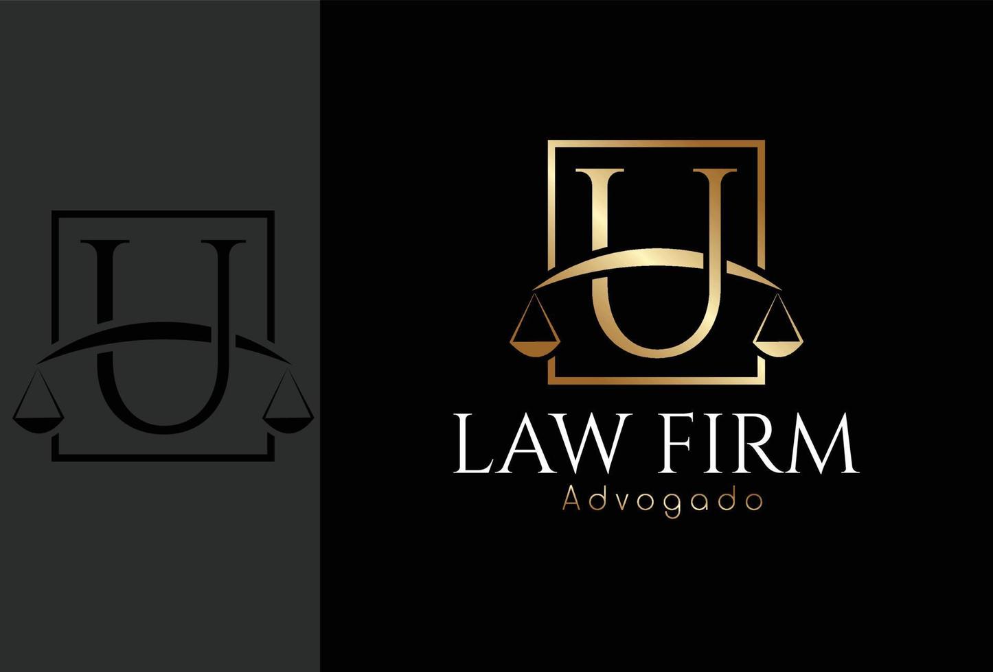 logo advogado, defensa basada en la letra inicial u vector