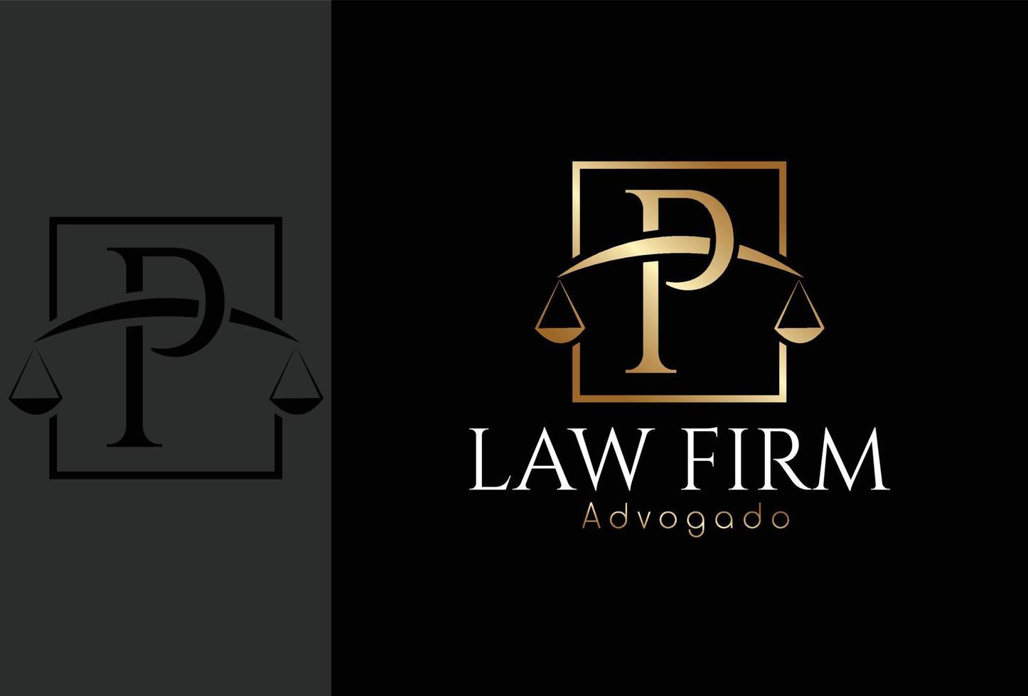 Logo Advogado, advocacy based on the initial letter p vector