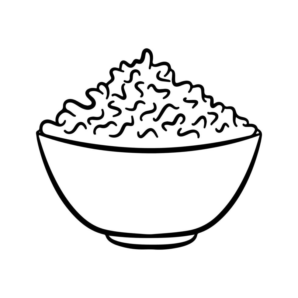 Cottage cheese in bowl outline vector