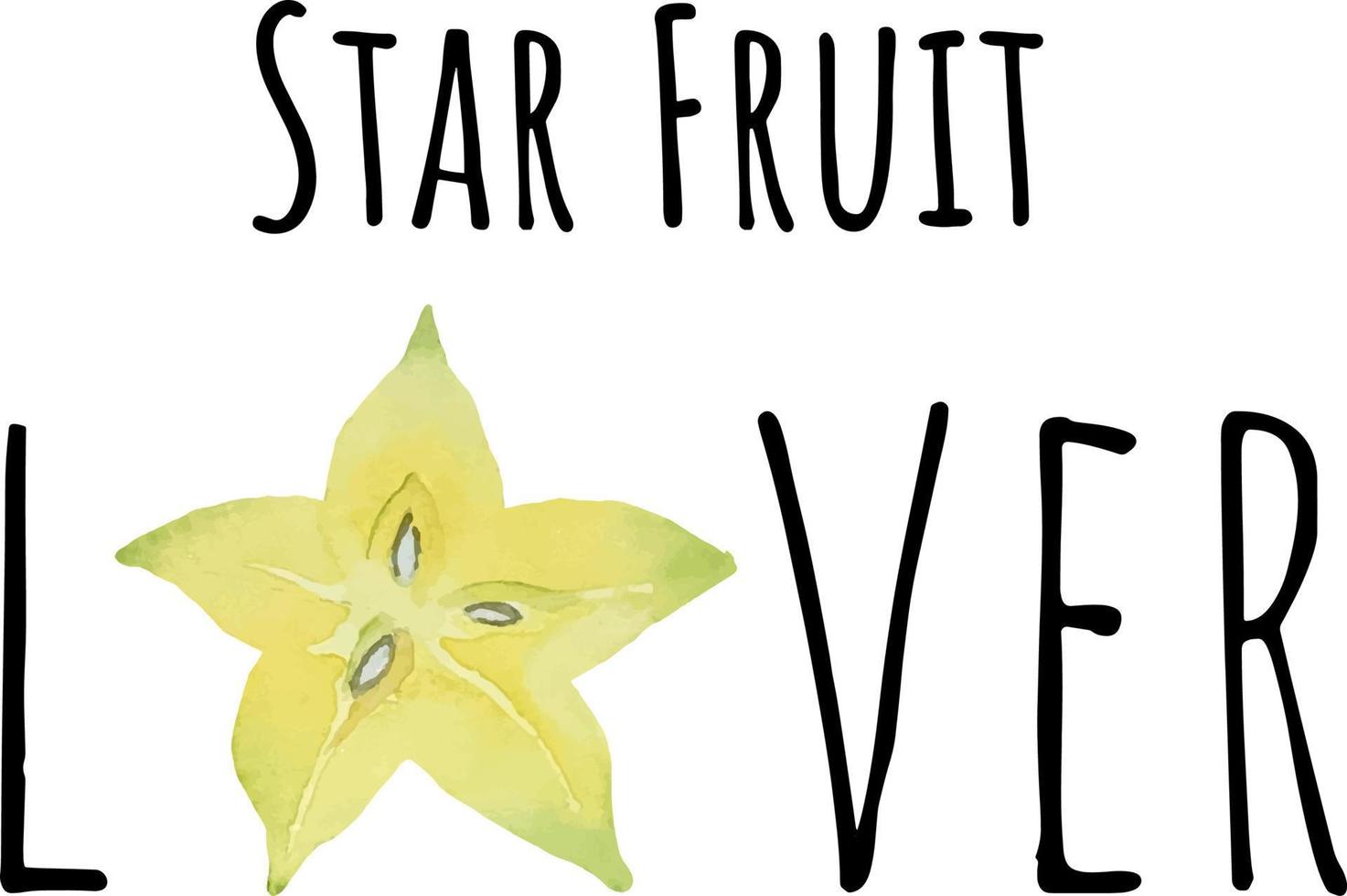 Watercolor illustration of yellow star fruit. Fresh raw fruit. star fruit lover illustration vector