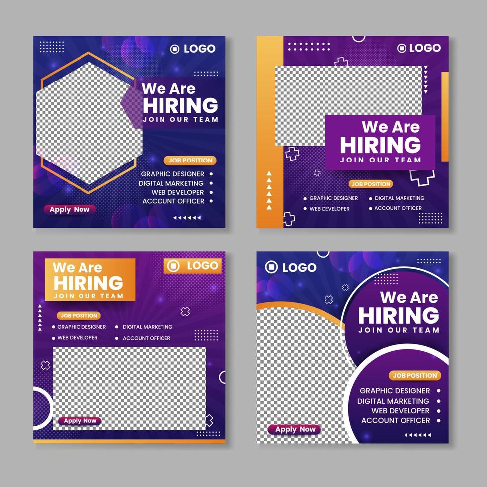 We Are Hiring Social Media Post Template vector