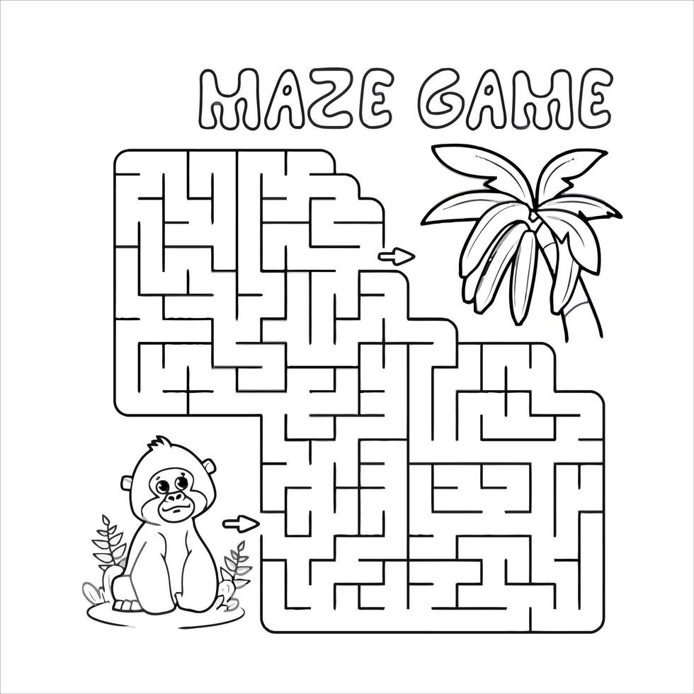 Cute cartoon maze game. Labyrinth. Funny game for children education. Vector illustration