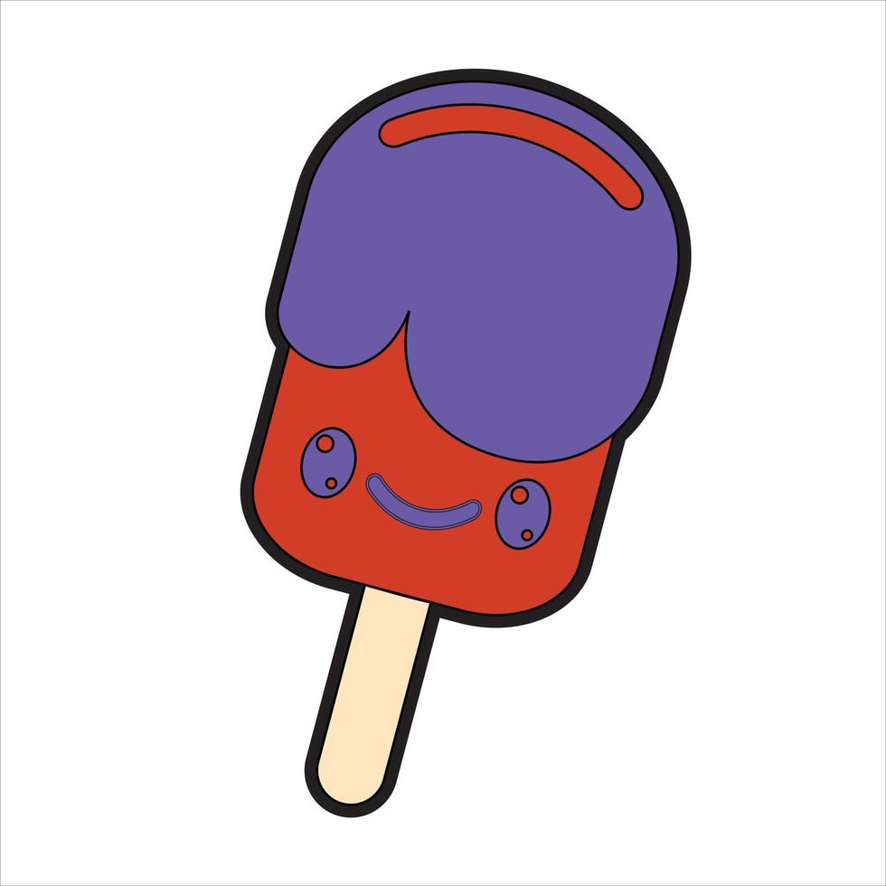 kawai icon food item with coloring page for kids vector