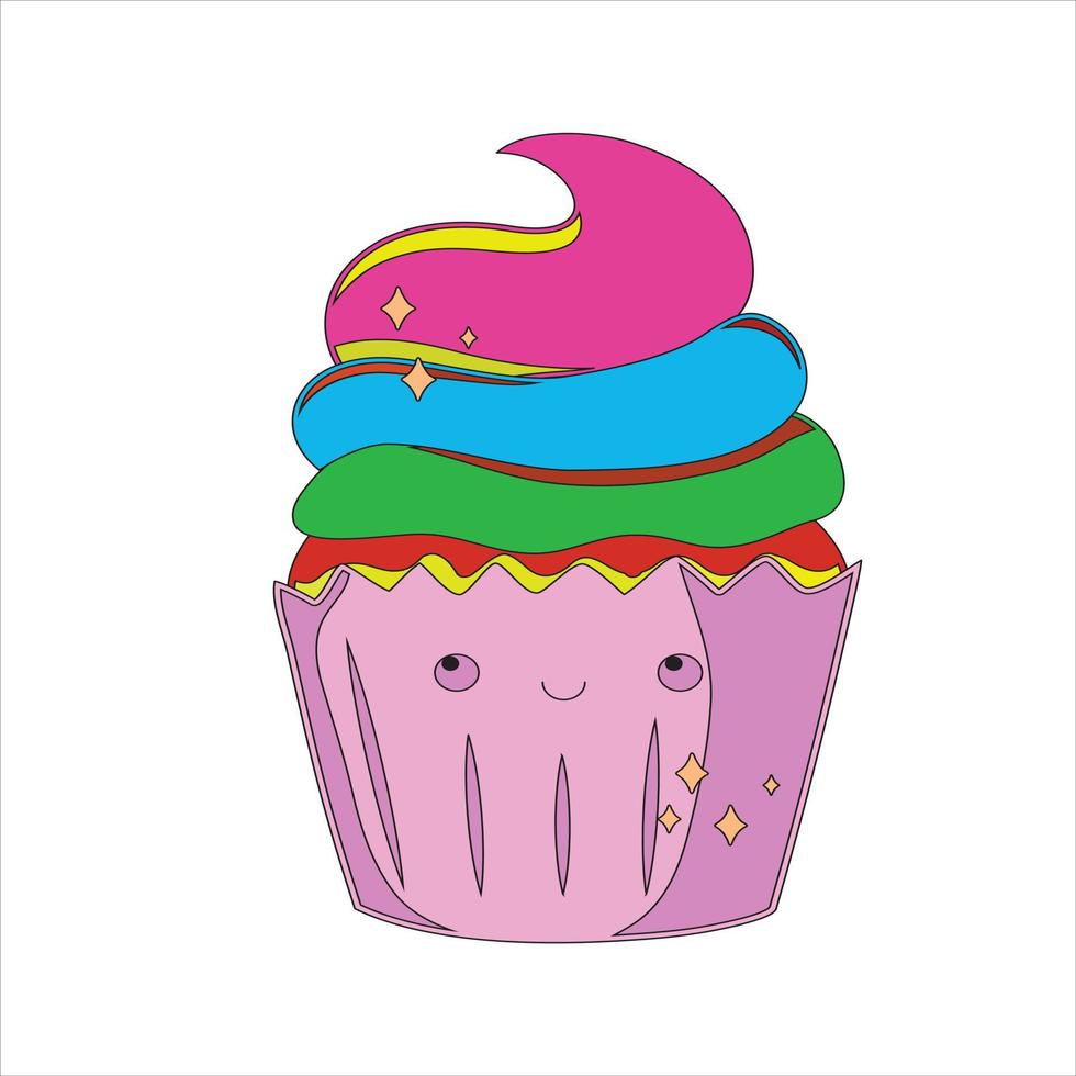 icono de kawai alimento con página para colorear para niños vector