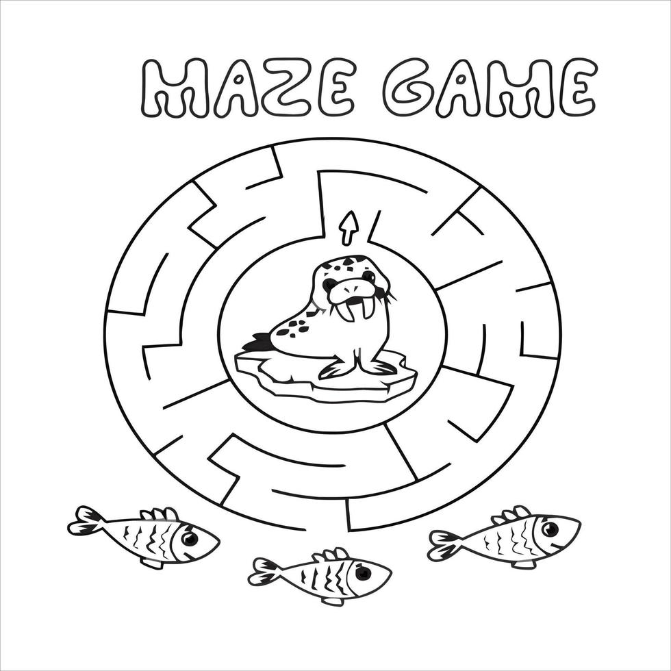 Cute cartoon maze game. Labyrinth. Funny game for children education. Vector illustration
