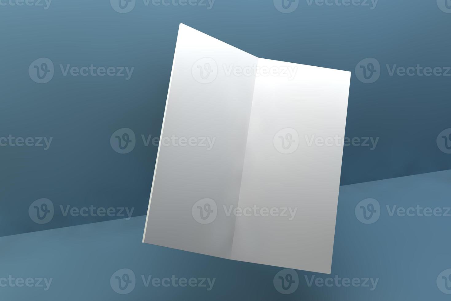 Blank Bifold Brochure. Template mockup. 3d rendering. photo