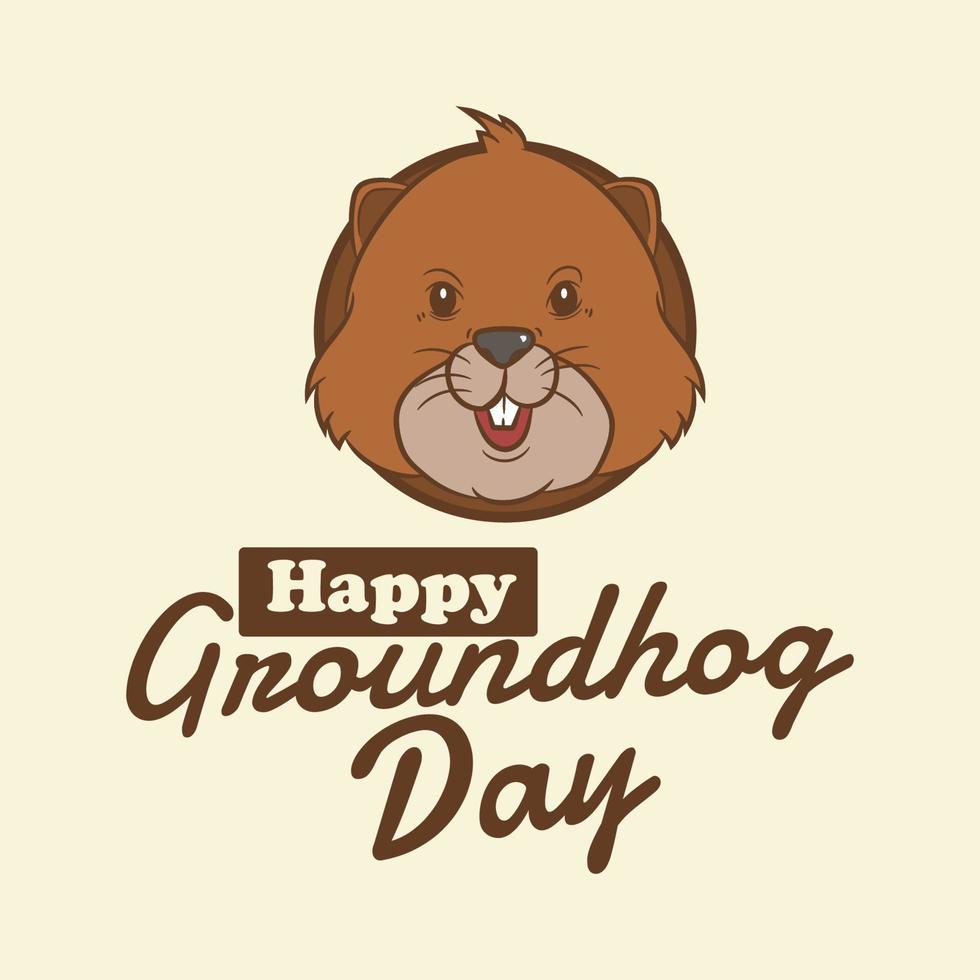 feliz día de la marmota diseño vectorial con carácter lindo vector