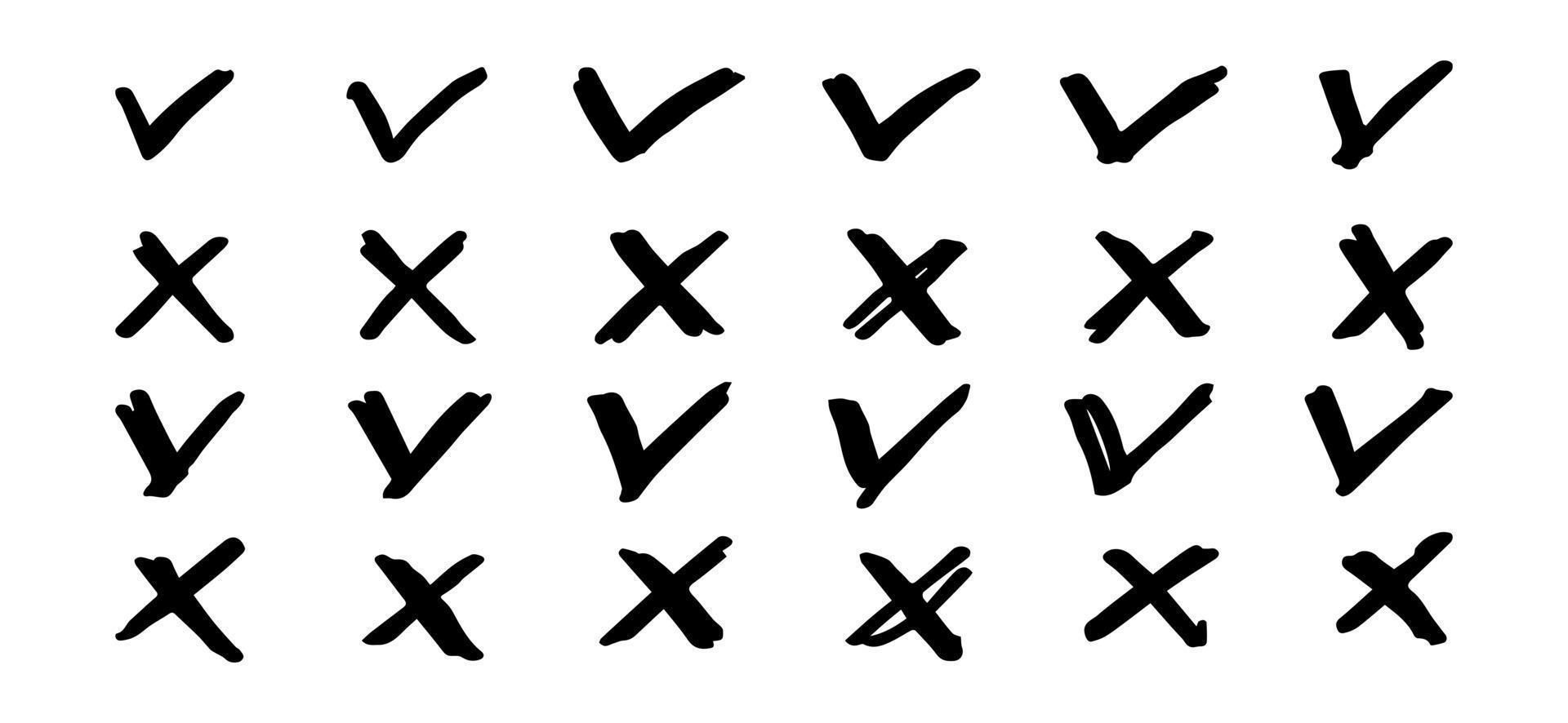 Tick and cross  signs. Checkmark OK and X icons. vector