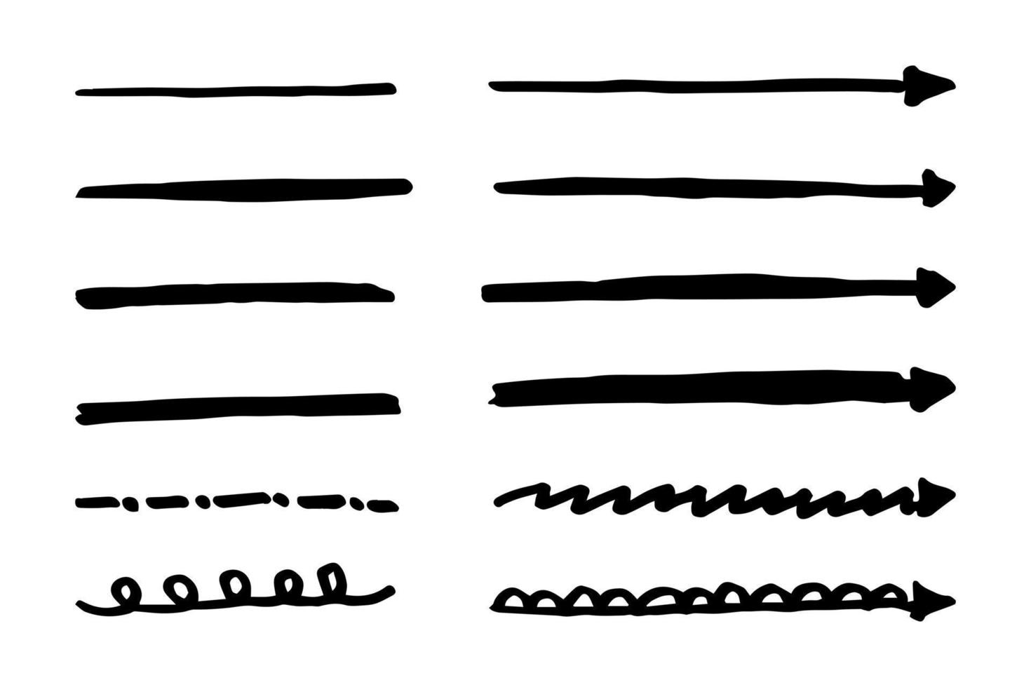 Vector set of hand drawn underline.