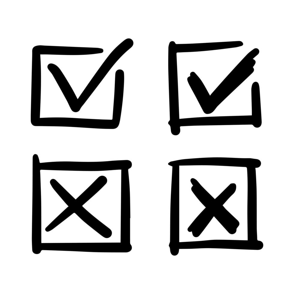 Tick and cross  signs. Checkmark OK and X icons. vector