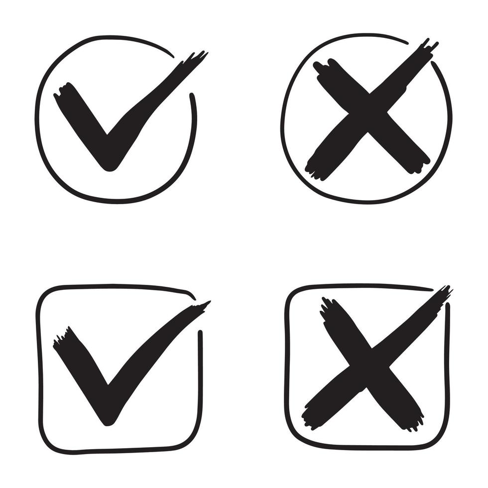 Tick and cross  signs. Checkmark OK and X icons. vector