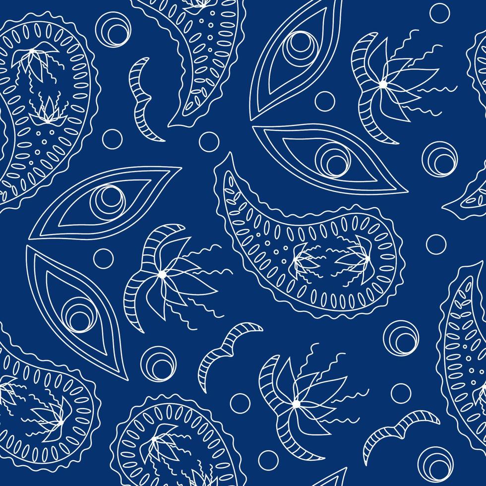 Seamless pattern based on an ornament with a Paisley bandana print, scarf around the neck, print on fabric, wallpaper vector