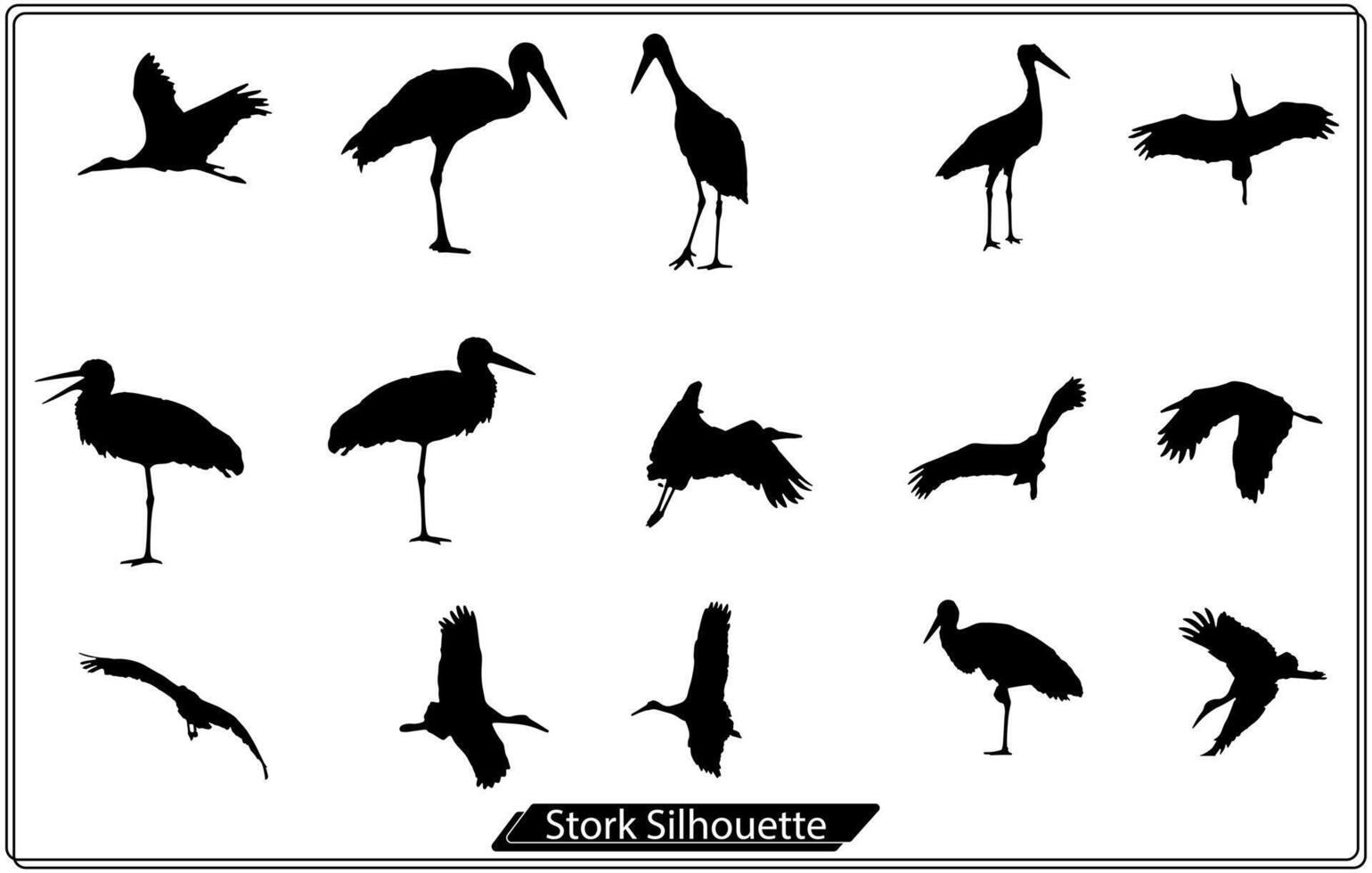 Stork Silhouette Icon Vector Bundle Free