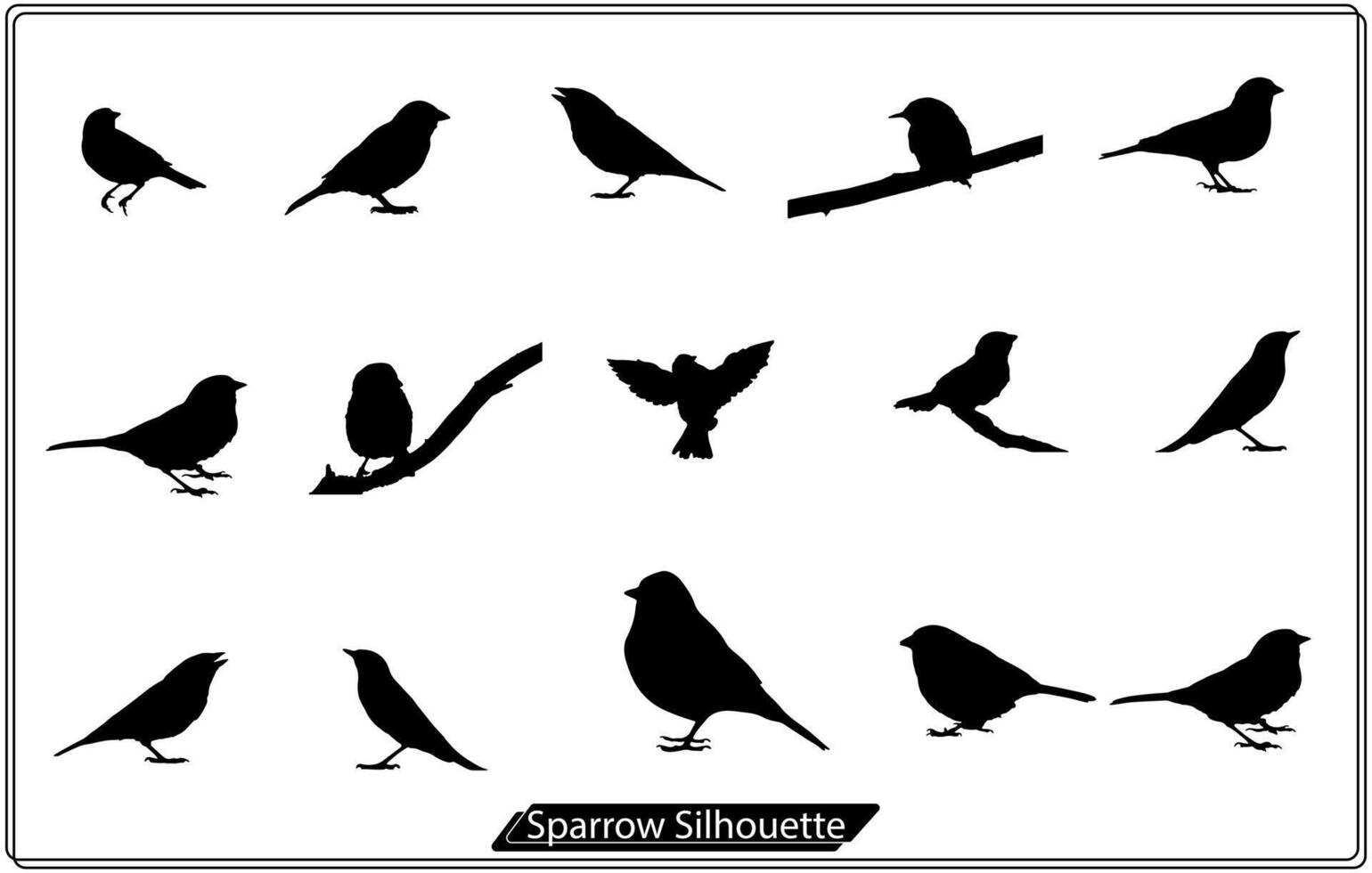 Sparrow Silhouette Icon Vector Bundle Free