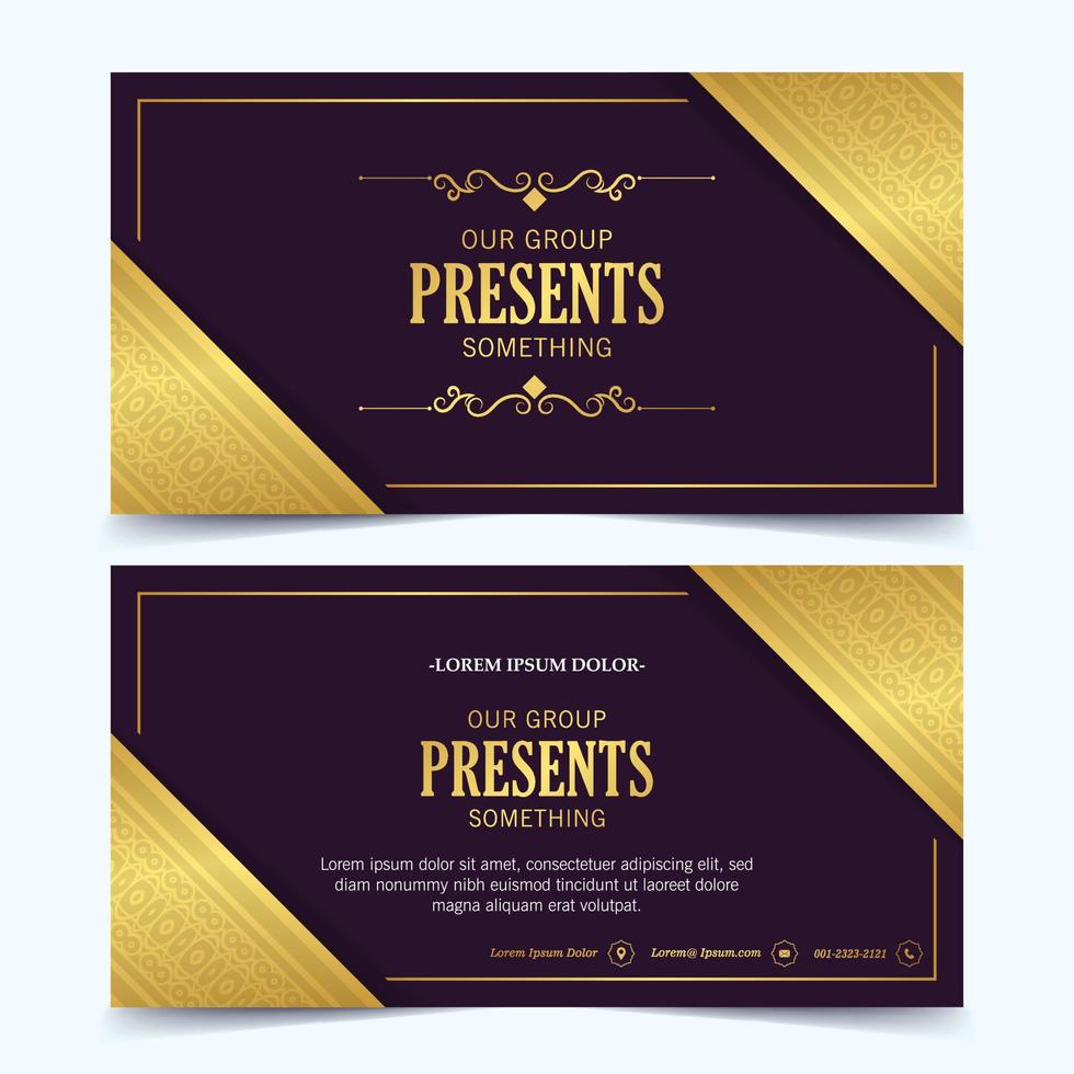 Luxury purple business card template with Ornament design vector