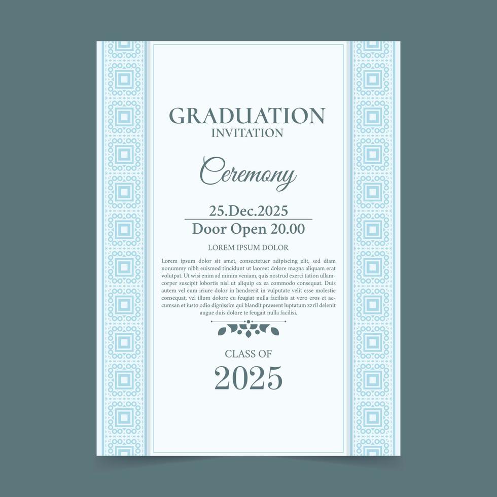 graduation invitation with ornament template vector