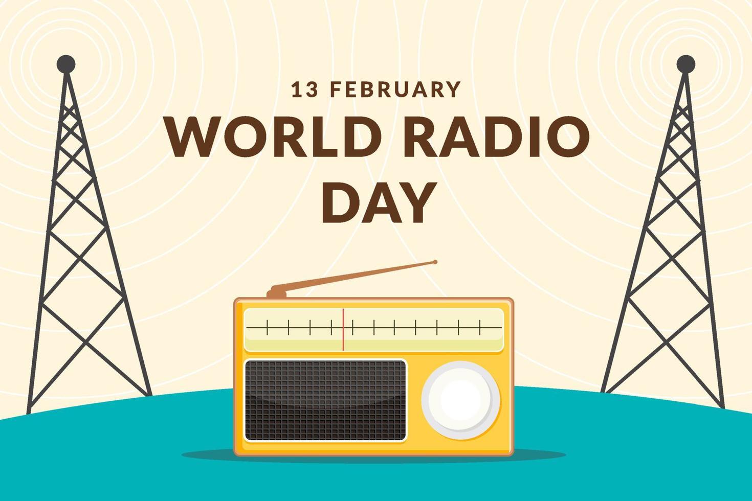 flat design world radio day background illustration vector