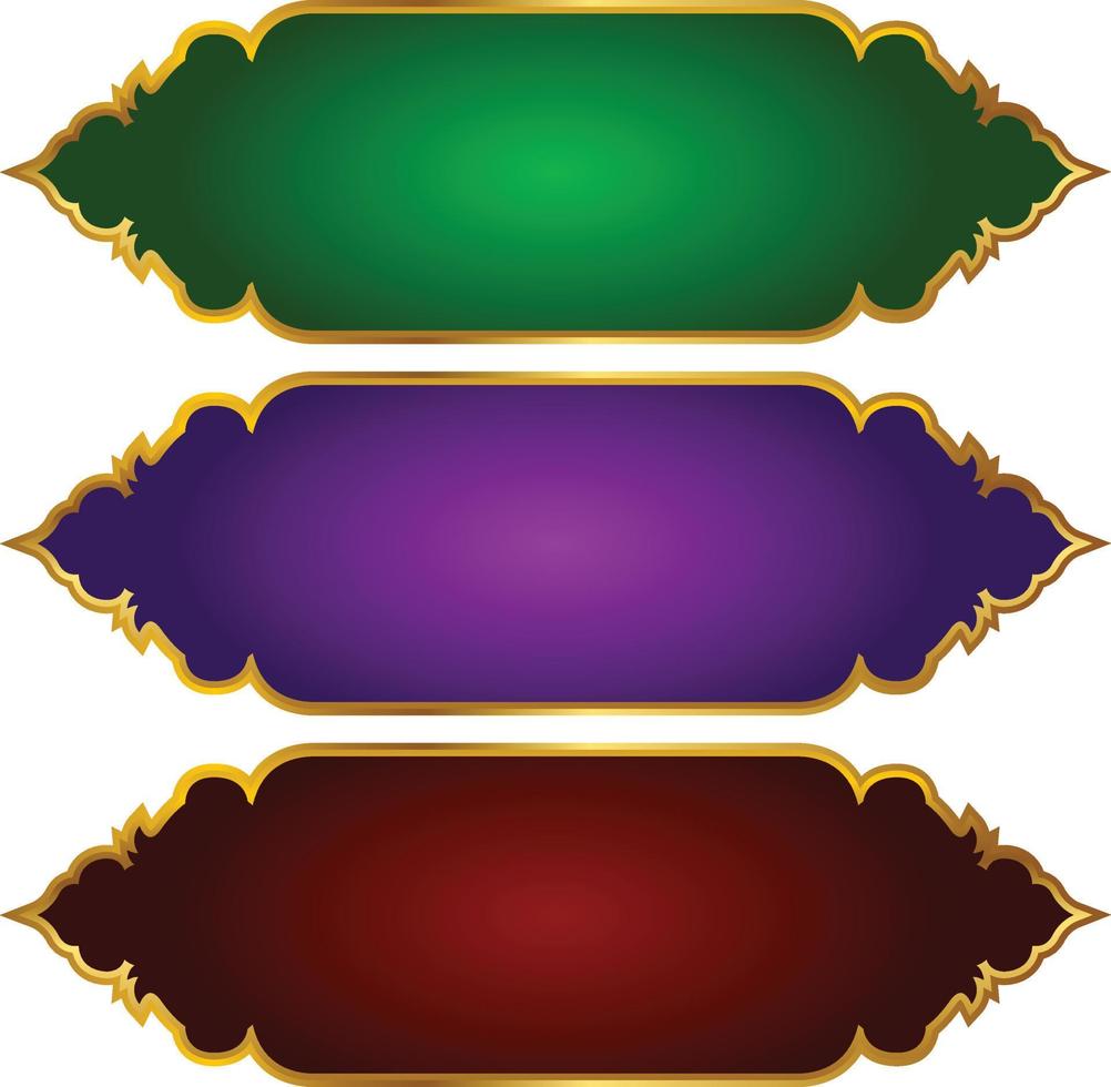 Set Of Luxury Golden Arabic Islamic Banner Title Frame Png Transparent Background Gold Text Box Vector Design Images