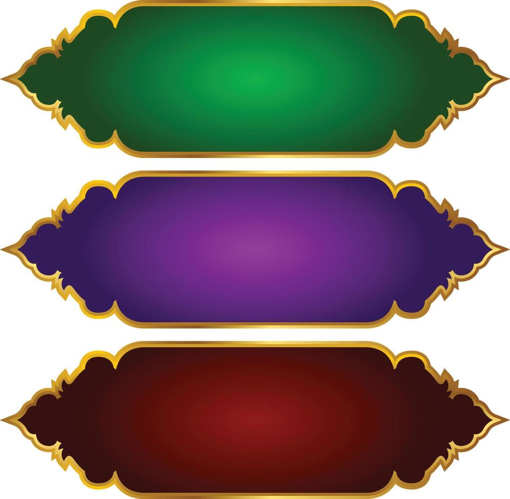 conjunto de marco de título de banner islámico árabe dorado de lujo png fondo transparente cuadro de texto dorado imágenes de diseño vectorial vector