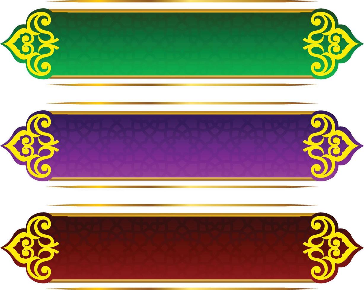 conjunto de marco de título de banner islámico árabe dorado de lujo png fondo transparente cuadro de texto dorado imágenes de diseño vectorial vector