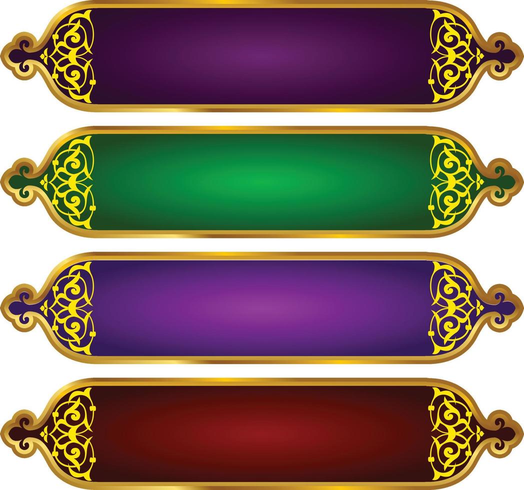 conjunto de marco de título de banner islámico árabe dorado de lujo png fondo transparente cuadro de texto dorado imágenes de diseño vectorial vector