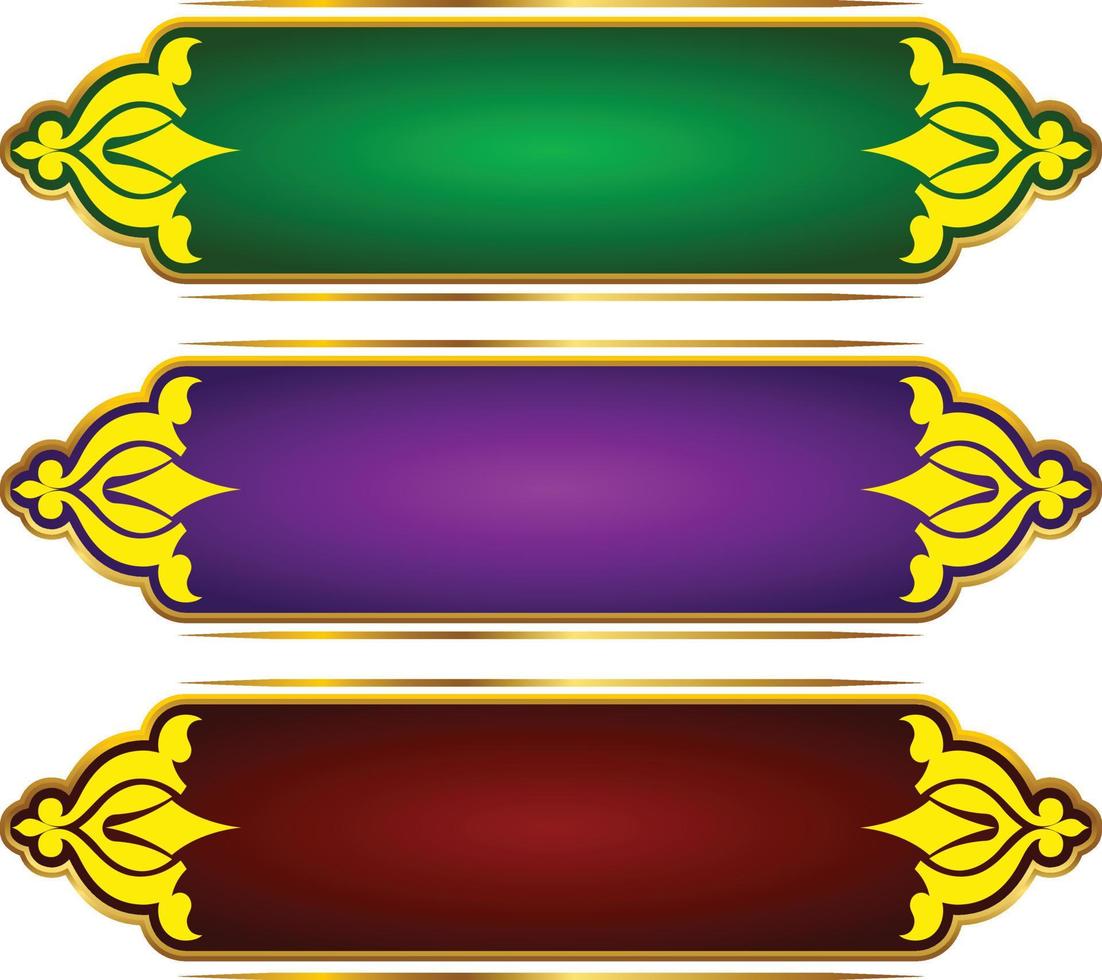 Set Of Luxury Golden Arabic Islamic Banner Title Frame Png Transparent Background Gold Text Box Vector Design Images
