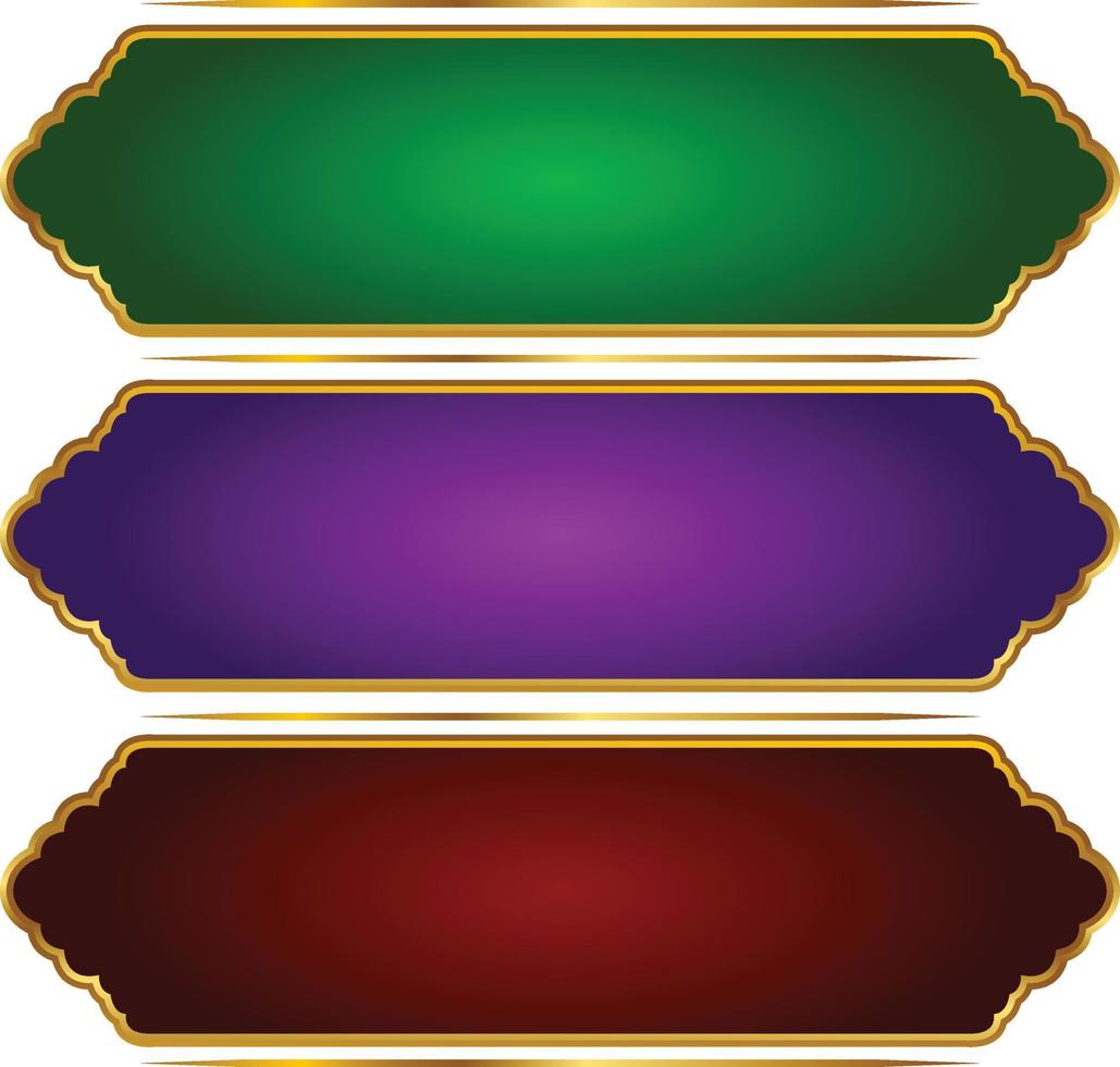 conjunto de marco de título de banner islámico árabe dorado de lujo png fondo transparente cuadro de texto dorado imágenes de diseño vectorial vector