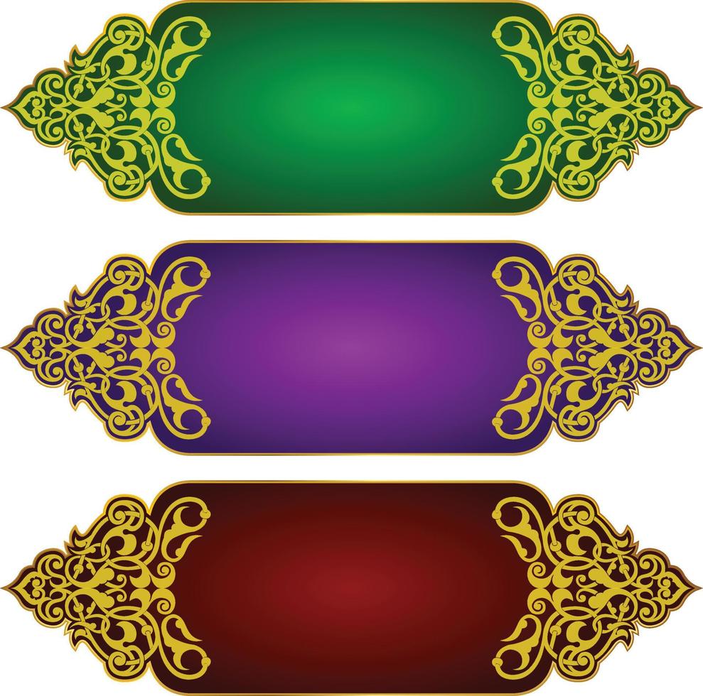 conjunto de marco de título de banner islámico árabe dorado de lujo png fondo transparente cuadro de texto dorado imágenes de diseño vectorial vector