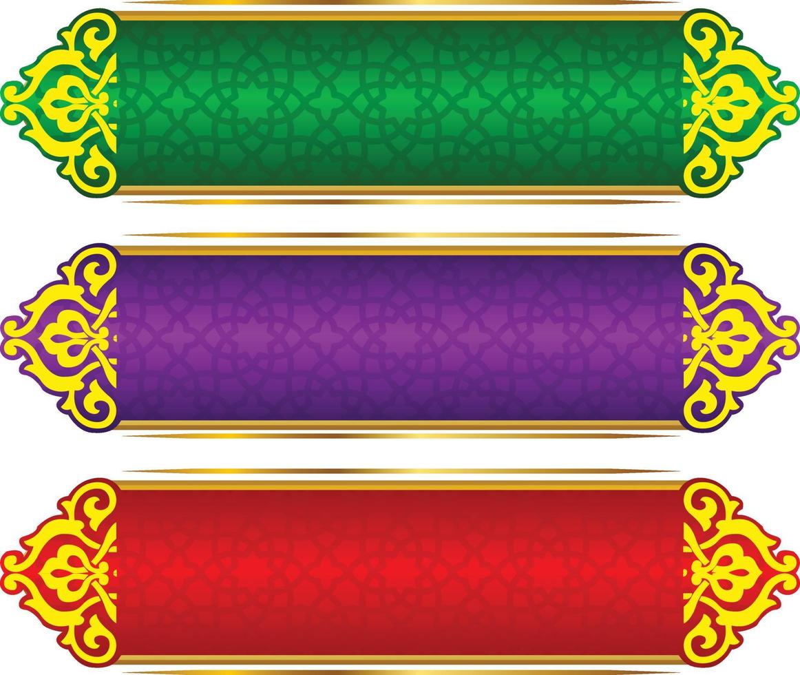 conjunto de marco de título de banner islámico árabe dorado de lujo png fondo transparente cuadro de texto dorado imágenes de diseño vectorial vector