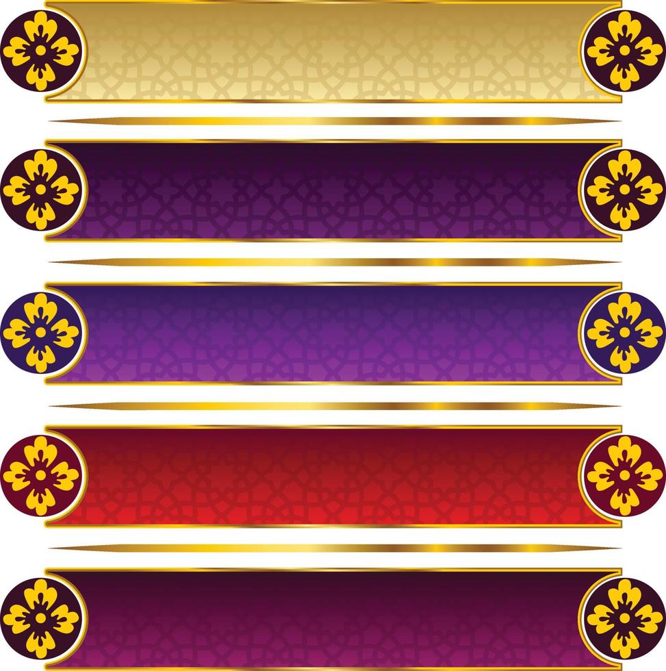 conjunto de marco de título de banner islámico árabe dorado de lujo png fondo transparente cuadro de texto dorado imágenes de diseño vectorial vector