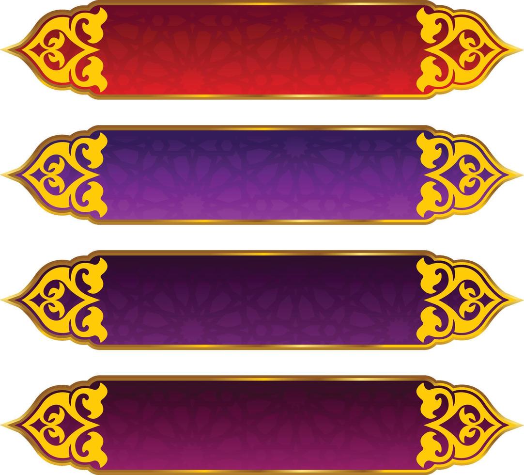 conjunto de marco de título de banner islámico árabe dorado de lujo png fondo transparente cuadro de texto dorado imágenes de diseño vectorial vector