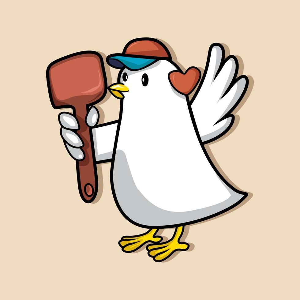 Cute Spatullas Dove Logo Mascot Vecktor vector