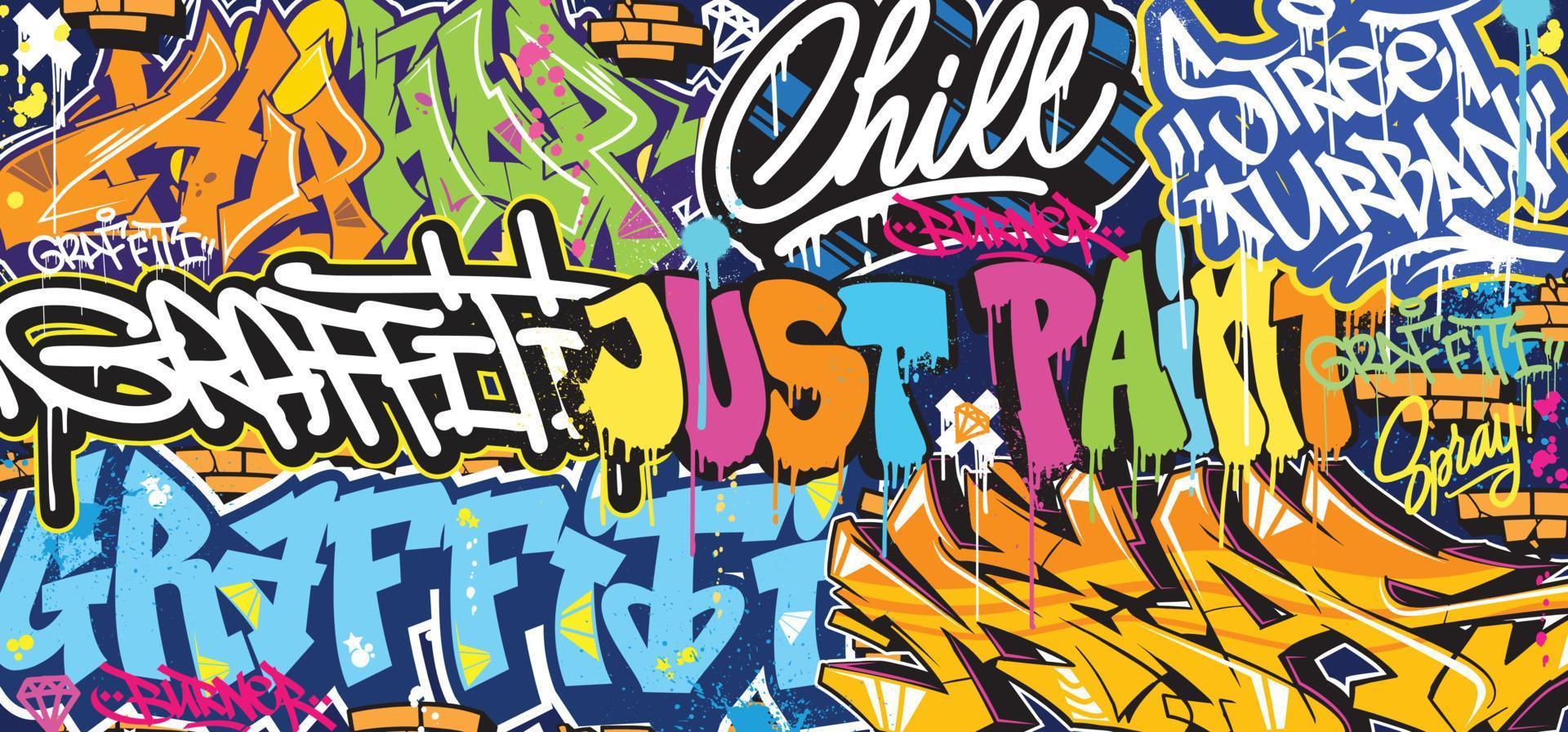 Colorful Graffiti Wall Art Background Street Art Hip-Hop Urban Vector