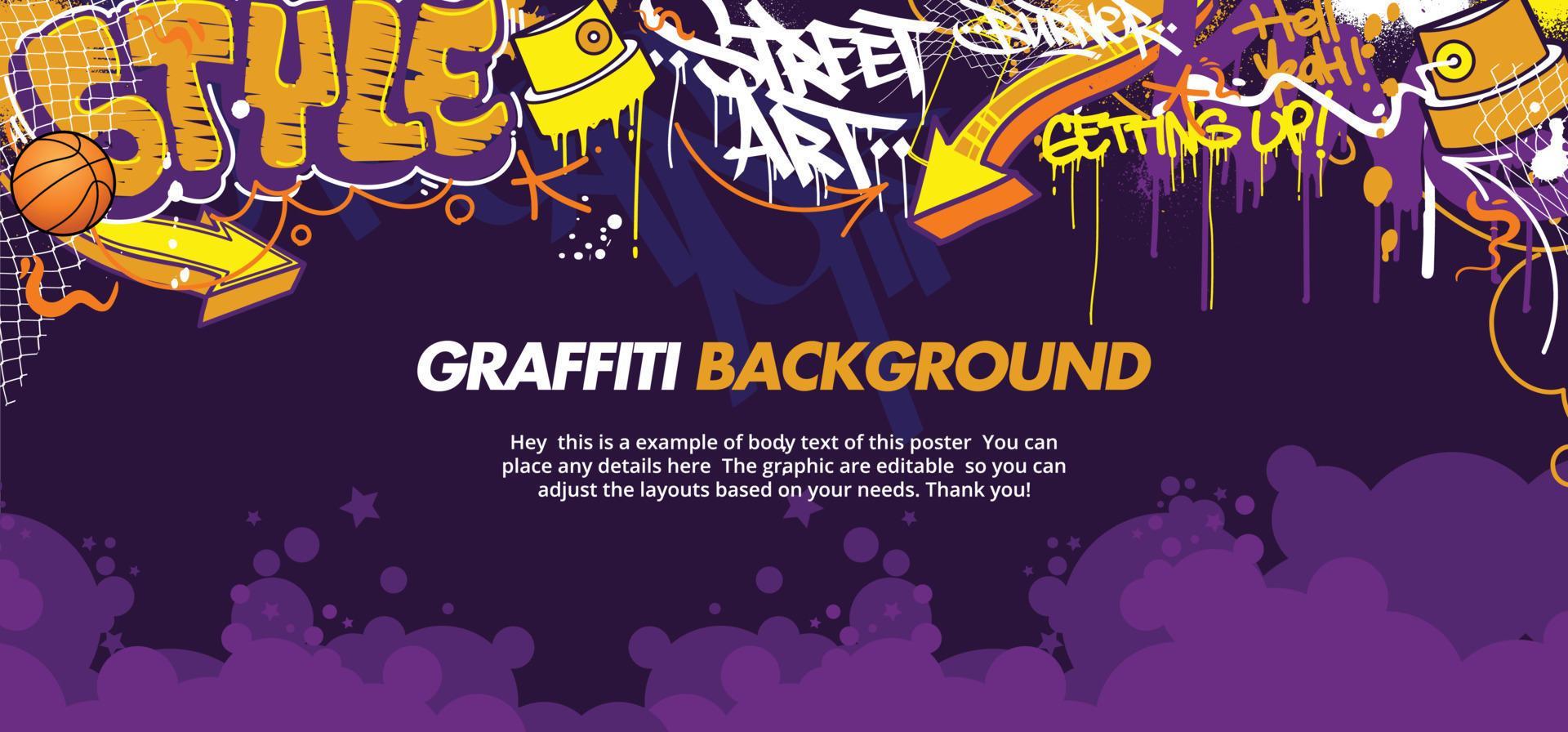 Colorful Graffiti Wall Art Background Street Art Hip-Hop Urban Vector ...