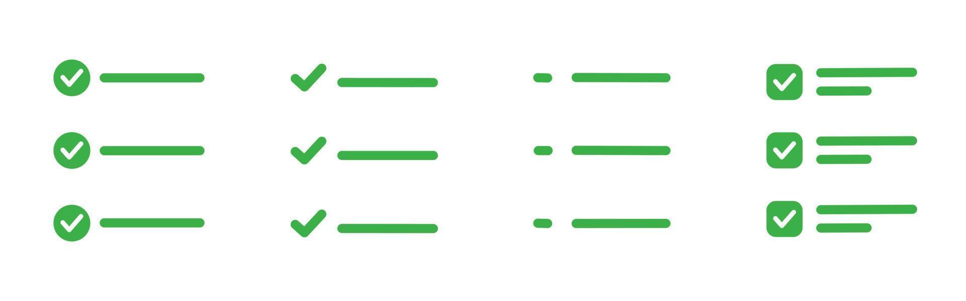 conjunto de lista de verificación simple con varios diseños conceptuales vector