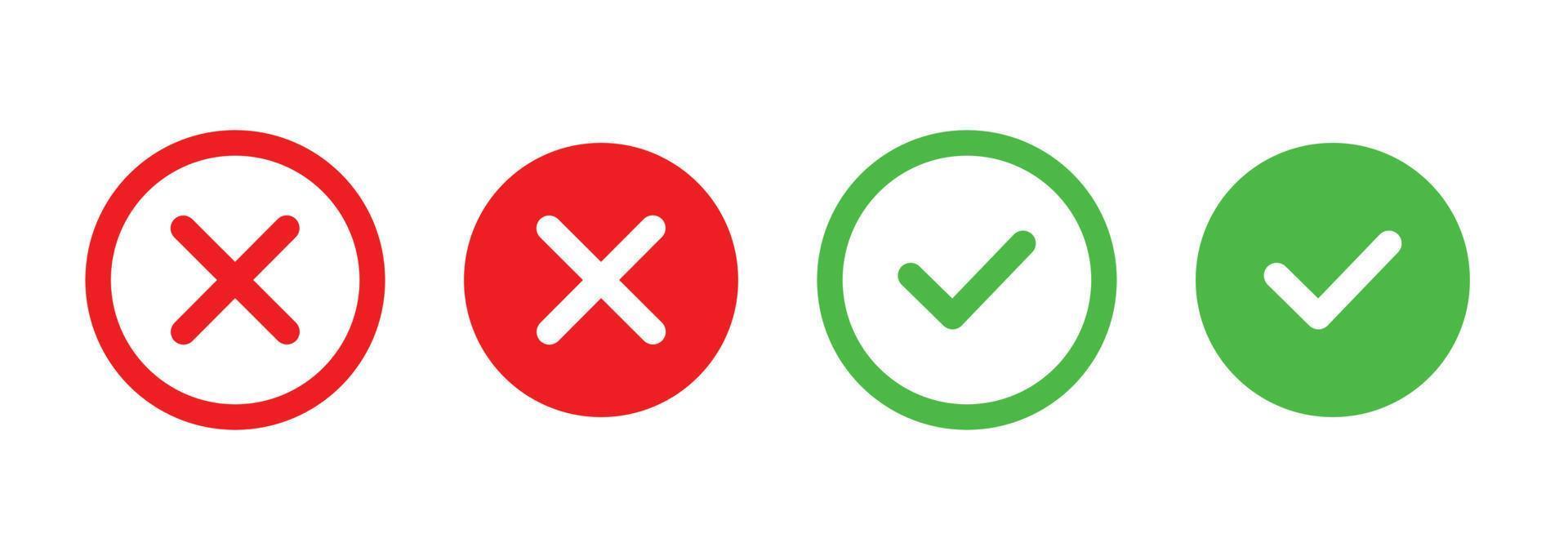 simple Yes or No icon design in red and green color vector