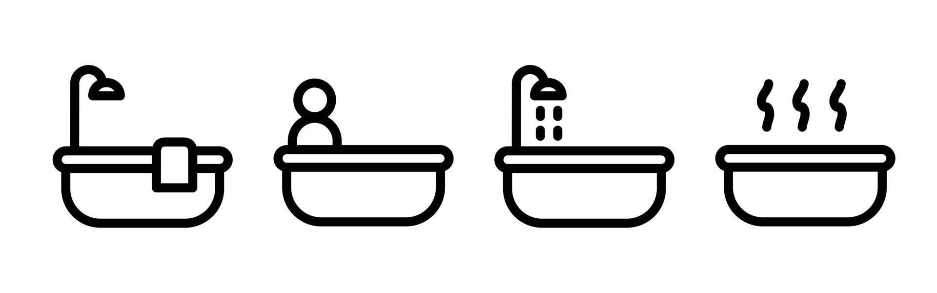 Set of bathtub icon in simple style vector